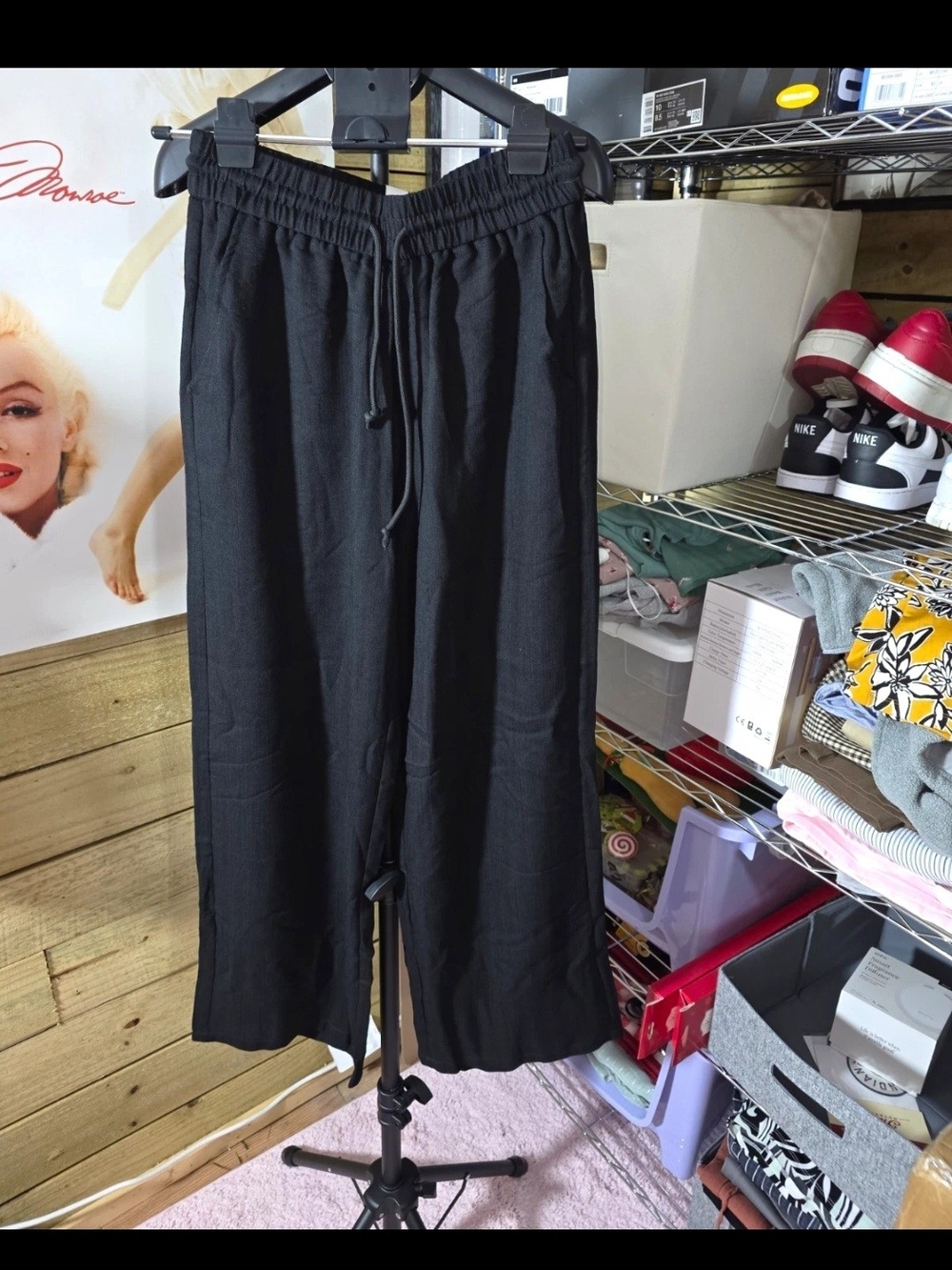 HALARA Black Wide-Leg Drawstring Pants